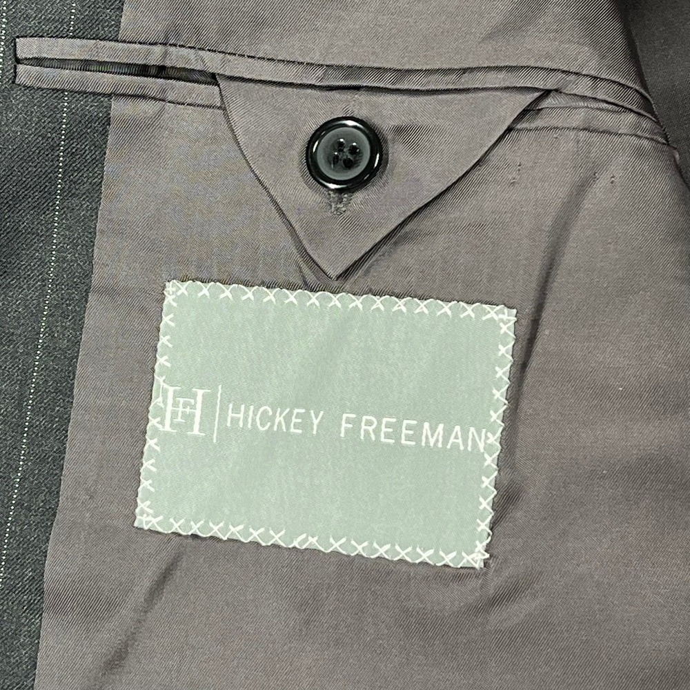 Hickey Freeman Madison Wool Two-Button Blazer Men 44L Grey Pinstripe Loro Piana - Picture 6 of 14